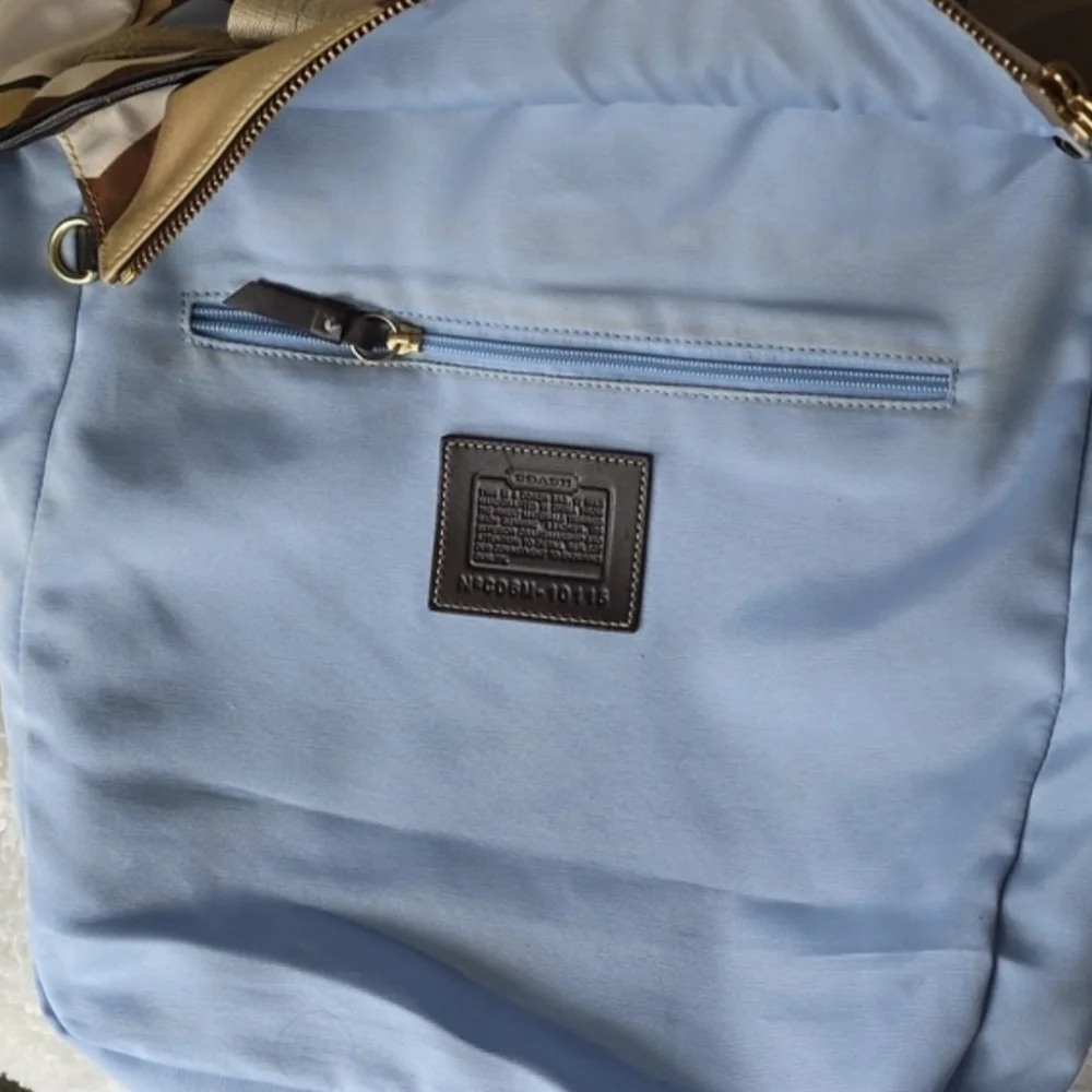 Coach Hamptons OP ART Scarf Print, Suede And Leather Tote CO6M - 10116 Vintage - Picture 10 of 13